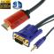 Full HD 1080P Conversion Cable HDMI to VGA and Audio Converter, Support 3D, Length: 2m