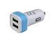 Nabíjecí  adaptér do auta s dvěma USB výstupy 5V/2,1A+5V/1A, bílo-modrá barva