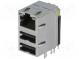 Zásuvka  RJ45 + USB A  PIN  8  tienené,s LED diódou  THT  úhlový