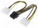 Kábel  napájací  Molex samec x2,PCI-E 8pin samica  0,15m