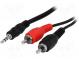 Kábel  Jack 3,5mm vidlica,RCA vidlica x2  0,2m  čierna