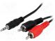 Kábel  Jack 3,5mm vidlica,RCA vidlica x2  3m  čierna