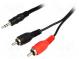 Kábel  Jack 3,5mm vidlica,RCA vidlica x2  15m  čierna