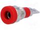 Zásuvka  banánik 4mm  24A  60VDC  červený  poniklovaná  na panel