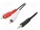 Kábel  Jack 3,5mm vidlica,RCA vidlica x2  1,5m  čierna