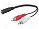 Kábel  Jack 3,5mm 3pin zásuvka,RCA vidlica x2  0,2m  čierna