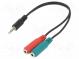 Kábel  Jack 3,5mm 4pin vidlica,Jack 3,5mm zásuvka x2  0,2m