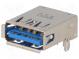 Zásuvka  USB A  na PCB,spona PCB  THT  uhlové, 90°  inverse