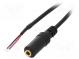 Kábel  pozlátený  Jack 3,5mm 3pin zásuvka,vodiče  0,8m  čierna