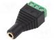 Prechod  adaptér  Jack 3,5mm 3pin zásuvka,svorkovnica  PIN  3