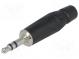 Zástrčka  Jack 3,5mm  vidlica  stereo  priamy  na kábel  čierna