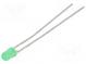 LED  3mm  zelená  0,4÷1,1mcd  60°  Čelo  konvexné  Raster  2,54mm