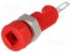 Zásuvka  banánik 2mm  6A  Celk.dĺžka 21mm  červený  izolované