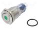 Prepínač  odolný vandalom  DPDT  3A/250VAC  IP67  ON-(ON)  zelené