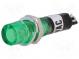 Kontrolka  s tlejivkou  vydutá  zelená  230VAC  Otv  Ø7,5mm  plast