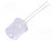 LED  10mm  zelená  1560÷2180mcd  100°  Čelo  plochá  Raster  2,54mm