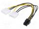 Kábel  napájací  Molex samec x2,PCI-E 6pin samica  0,15m