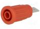 Zásuvka  banánik 4mm  32A  1,5kVDC  červený  poniklovaná  na panel
