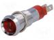 Kontrolka  LED  vydutá  12÷14VDC  Otv  Ø8,2mm  IP67  kov  ØLED  5mm