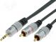 Kábel  Jack 3,5mm vidlica,RCA vidlica x2  3m  čierna